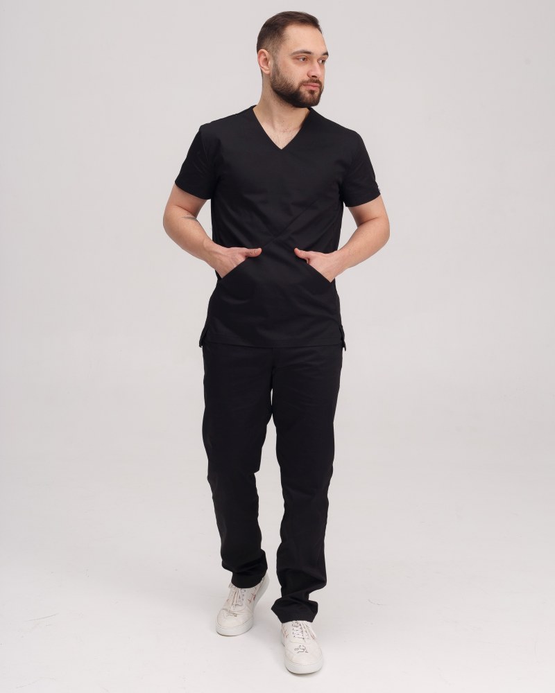 Медицинский костюм мужской Милан черный