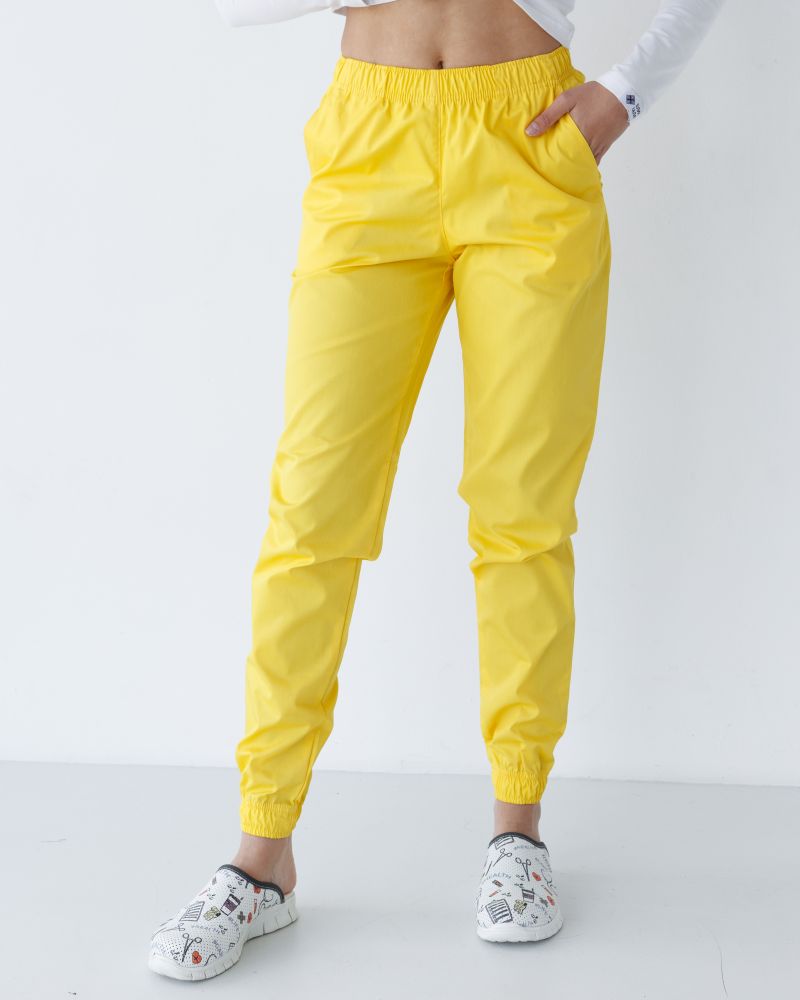 Медицинские штаны женские джоггеры желтые 