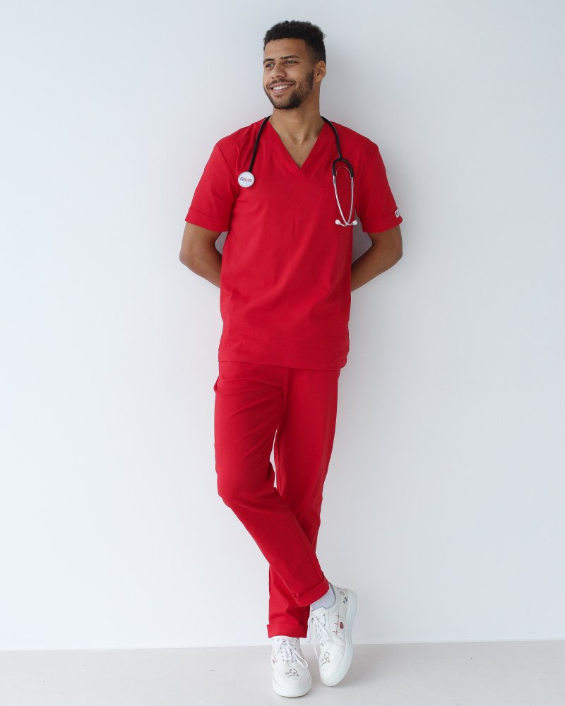 Медицинский костюм мужской Марсель красный