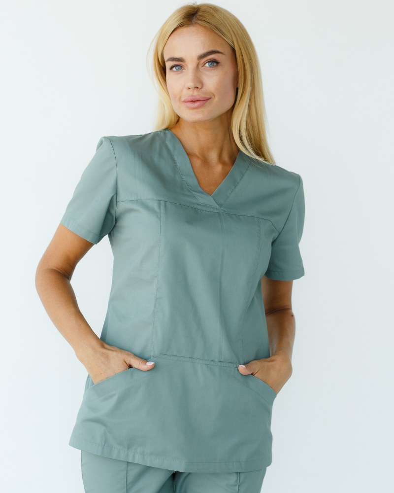 Медицинская рубашка женская Топаз оливковая