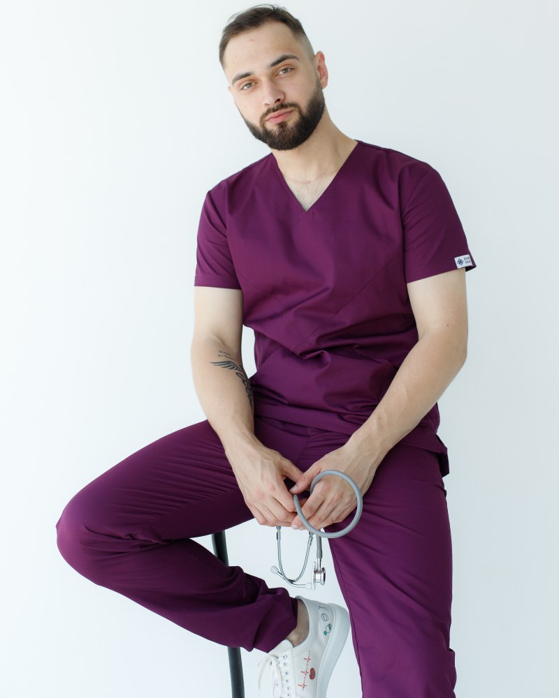 Медицинский костюм мужской Милан фиолетовый