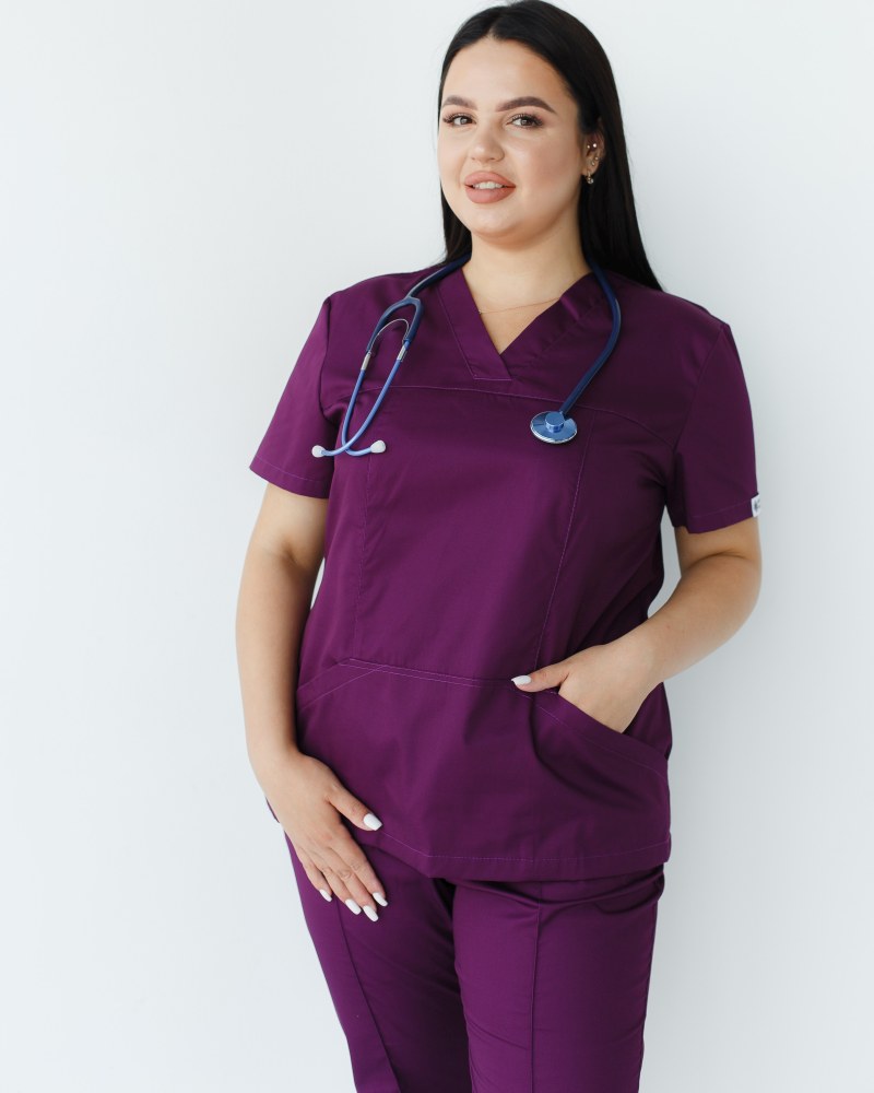 Медицинская рубашка женская Топаз фиолетовая +SIZE