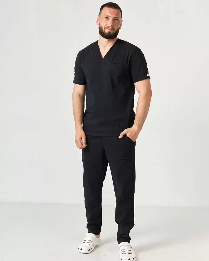 Черный медицинский костюм мужской Bhalat.com.ua