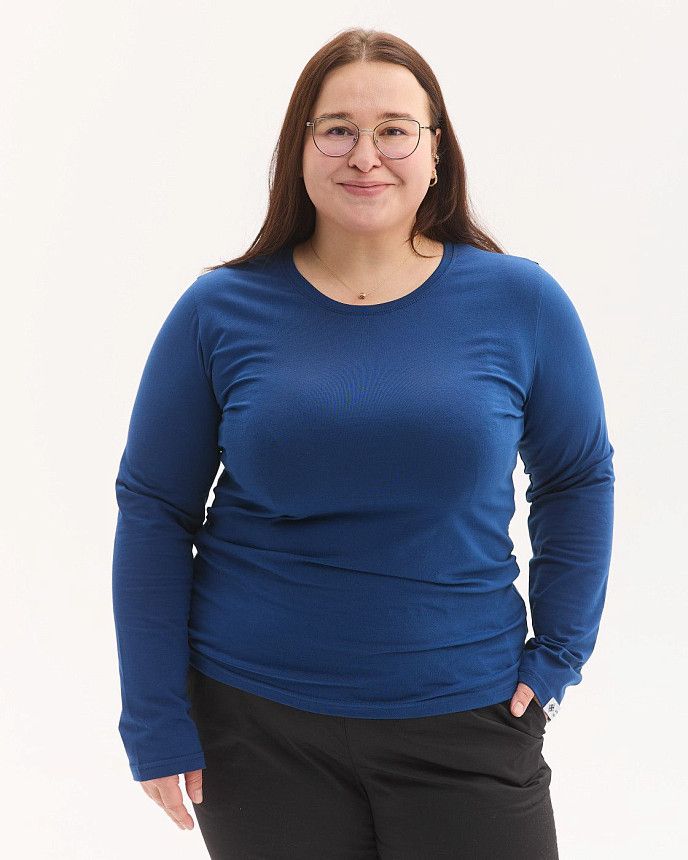 Медичний лонгслів жіночий синій +SIZE