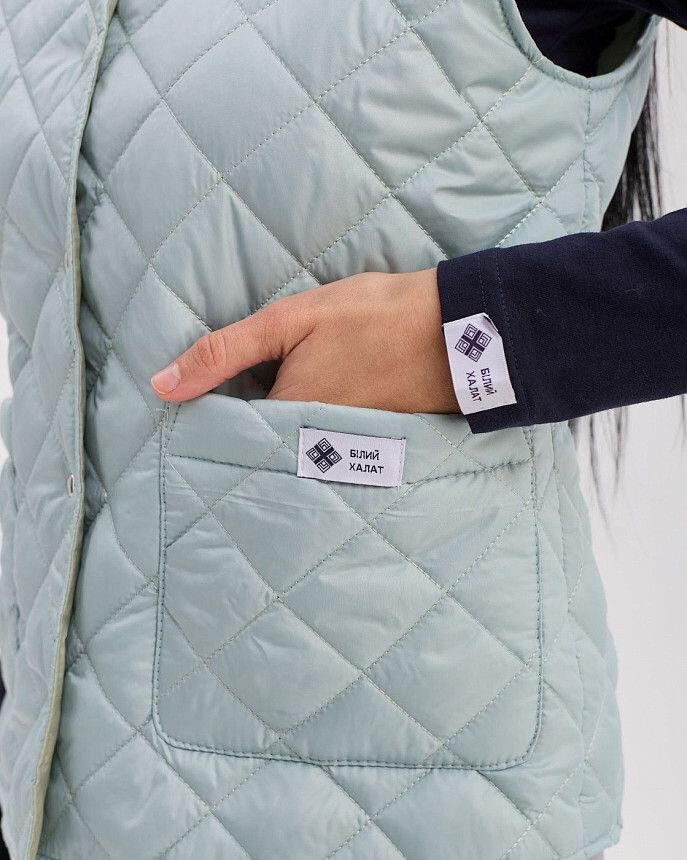 Медицинская утепленная жилетка женская Осло серо-голубая 7