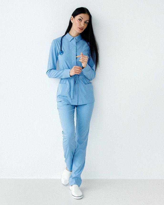 Медицинский костюм женский Монтана голубой (уценка/брак)