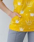 Медицинская рубашка женская Топаз принт корона желтая 5