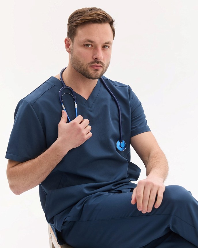 Медицинский костюм мужской Портленд синий 4