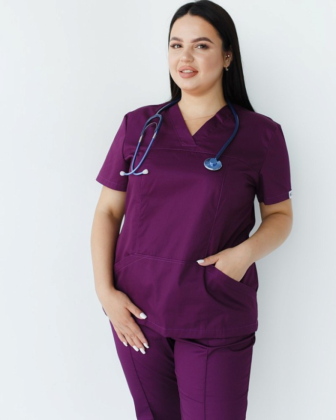Медицинский костюм женский Топаз фиолетовый +SIZE 2