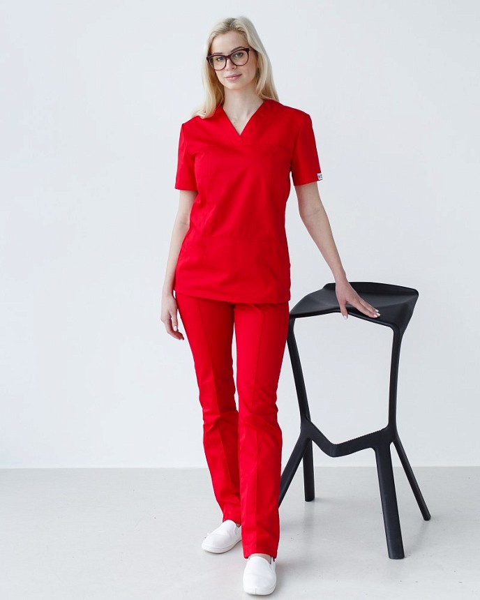 Медичний костюм жіночий Топаз червоний 8
