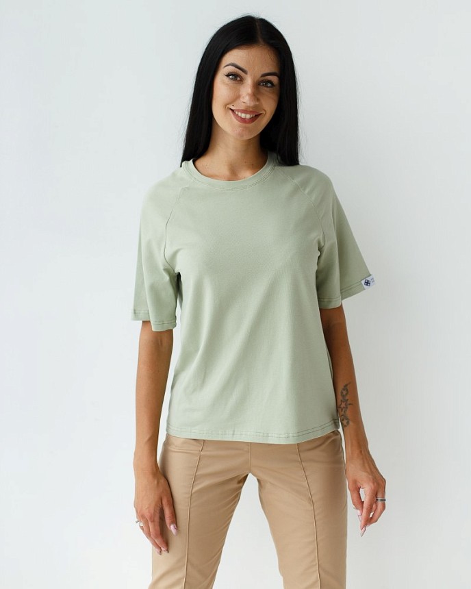 Медична футболка-реглан жіноча фісташкова 6