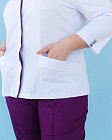 Медицинский костюм женский Сакура белый-фиолетовый +SIZE 6