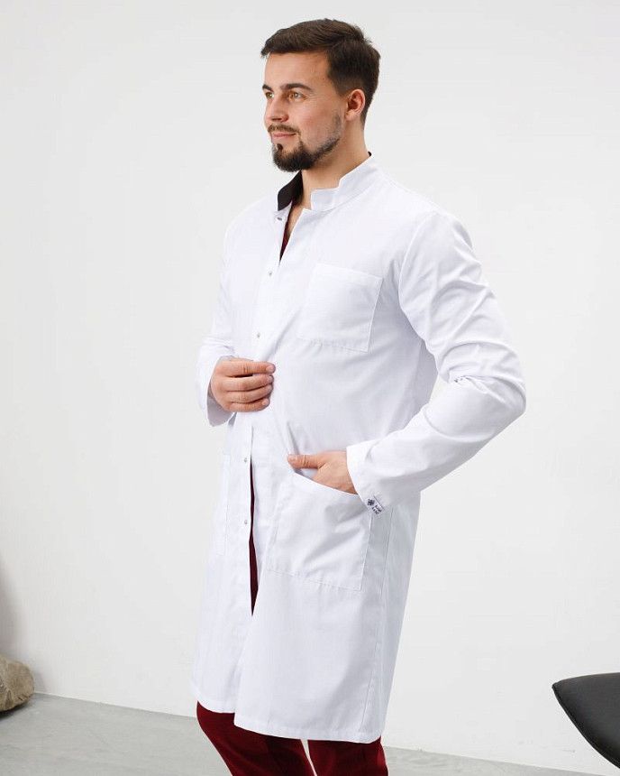 Халат медичний чоловічий Амстердам білий-сірий (уцінка/брак) 2