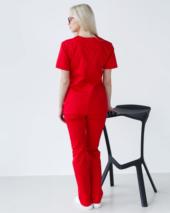 Медицинский костюм женский Топаз красный 2