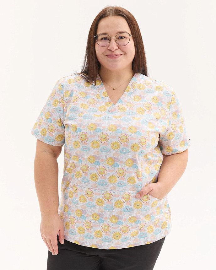 Медицинская рубашка женская Топаз принт Sun NEW +SIZE