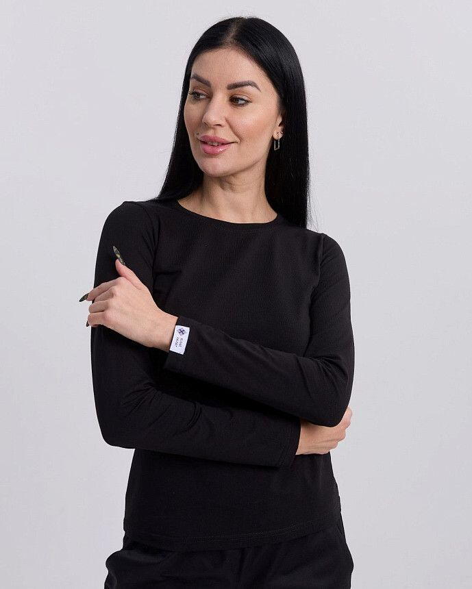 Медичний лонгслів жіночий чорний 2