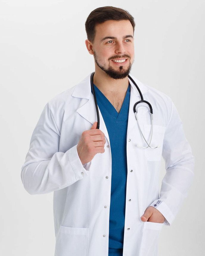 Халат медичний чоловічий Берлін білий (уцінка/брак) 4