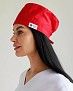 Медична класична шапочка на зав'язках червона