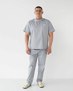 Медицинский костюм мужской Денвер серый +SIZE