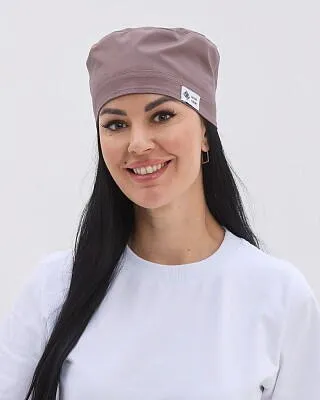 Медична класична шапочка на зав'язках з резинкою какао (Elite Stretch)