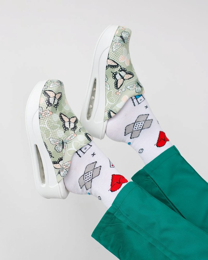 Обувь медицинская женская сабо Butterfly green с подошвой AirMax 3