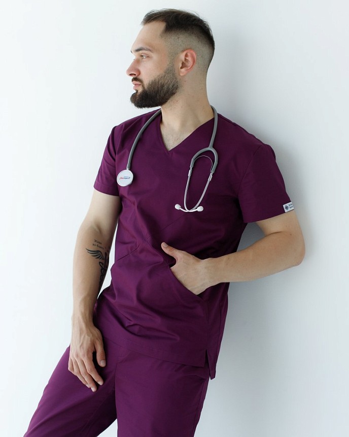 Медицинский костюм мужской Милан фиолетовый 5