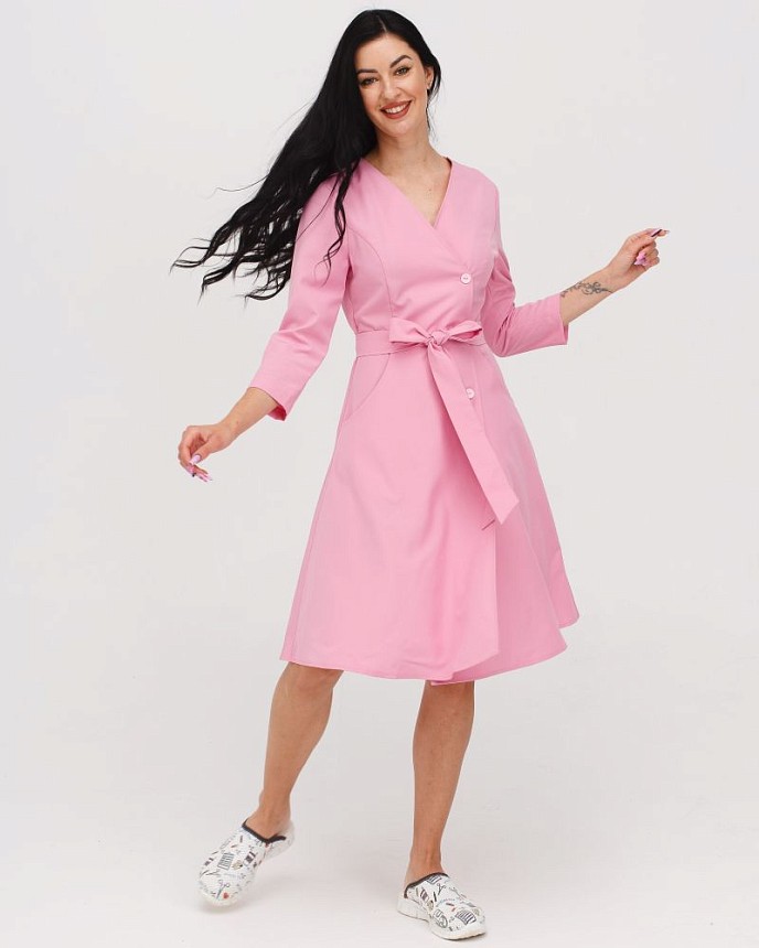 Медицинское платье женское Прованс розовое 7