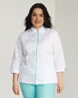 Медицинская женская рубашка Сакура бело-мятная +SIZE 5