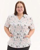 Медична сорочка жіноча Топаз принт Cats NEW +SIZE