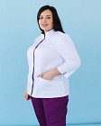 Медицинская рубашка женская Сакура белый-фиолетовый +SIZE 7