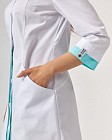 Медичний халат жіночий Олівія на ґудзиках білий-ментол 5
