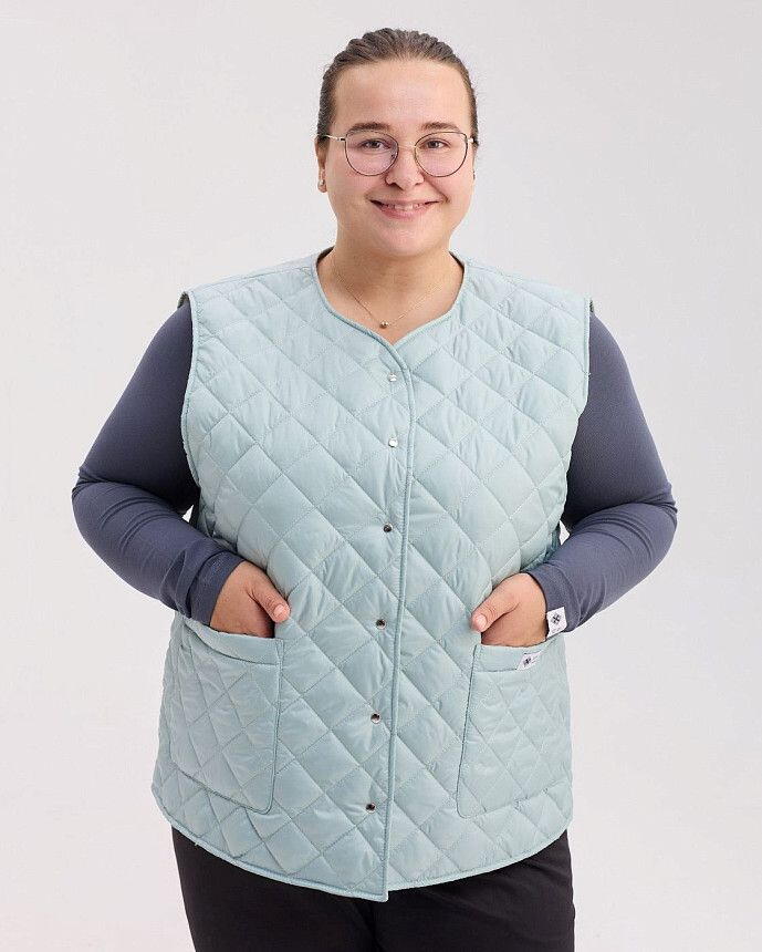Медицинская утепленная жилетка женская Осло серо-голубая
