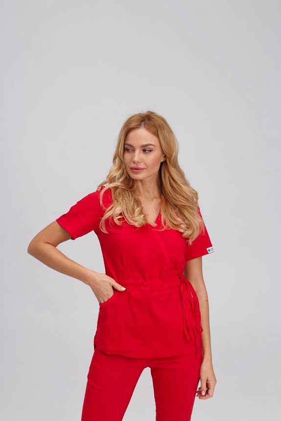 Медичний костюм жіночий Ріо червоний 3
