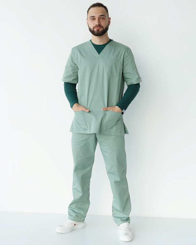 Комплект: медичний костюм чоловічий Граніт + медичний лонгслів чоловічий #1 7