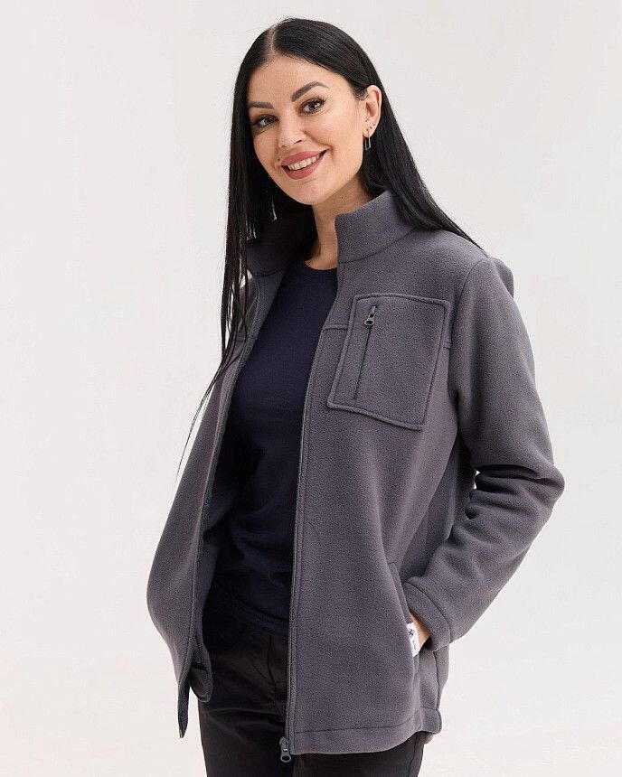 Медицинская кофта женская флисовая Финляндия темно-серая 2 Белый халат Медицинская кофта женская флисовая Финляндия темно-серая 2