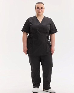Медицинский костюм женский Киото черный +SIZE