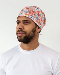 Медицинская классическая шапочка на завязках с принтом Organic