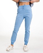 Медицинские брюки женские джоггеры стрейч голубые
