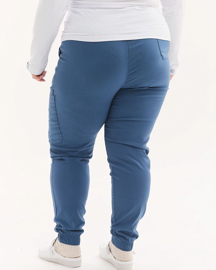 Медичні штани жіночі джогери стрейч сині +SIZE 2