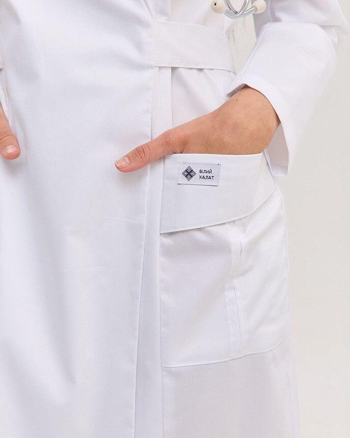 Медицинский халат женский Киото белый (длинный рукав) 6