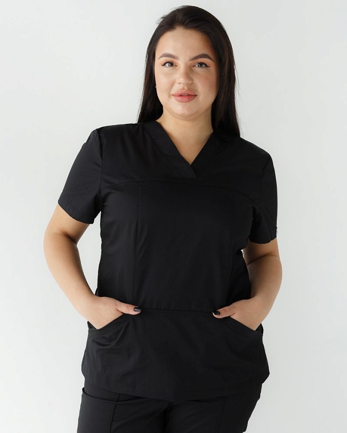 Медицинский костюм женский Топаз черный +SIZE 3