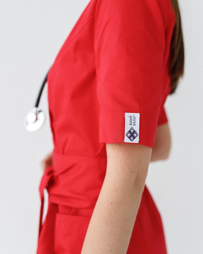 Медичний халат жіночий Токіо на ґудзиках червоний 6