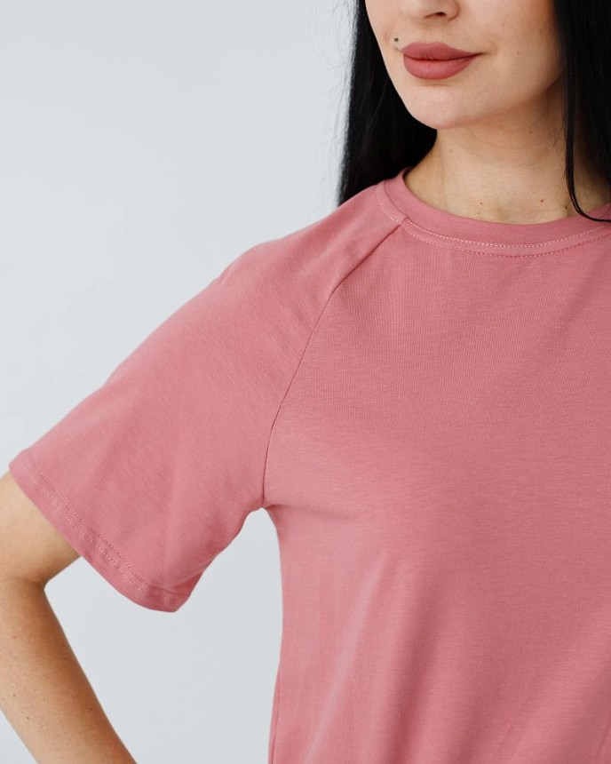 Медицинская футболка-реглан женская пепельно-розовая 3