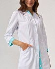 Медичний халат жіночий Олівія на ґудзиках білий-ментол 6