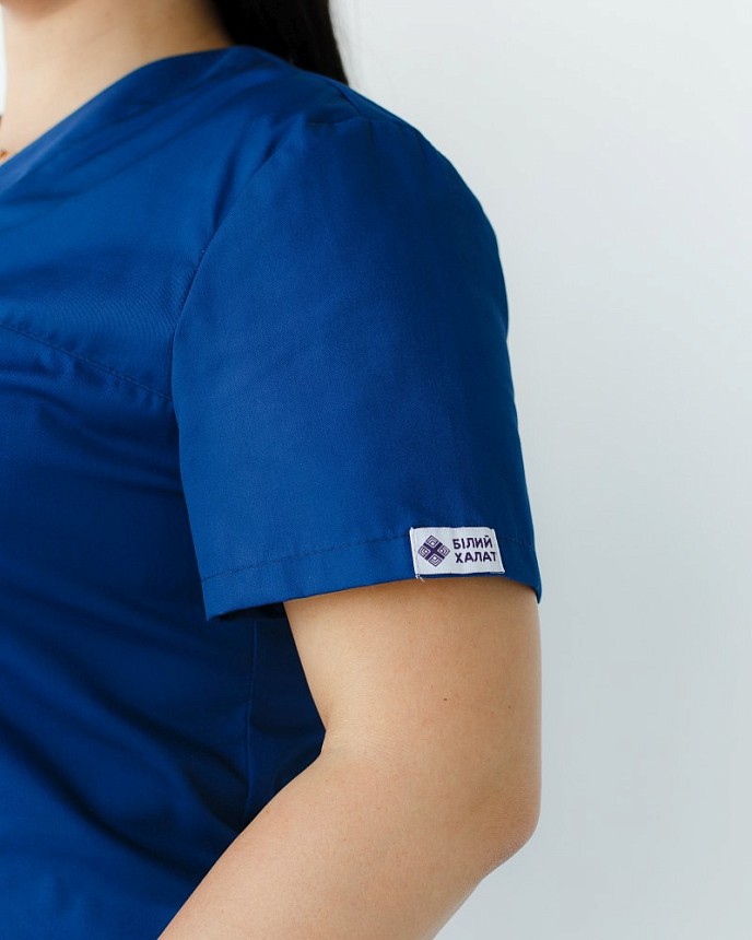 Медицинская рубашка женская Топаз синяя +SIZE 5