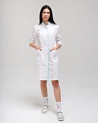 Медицинский женский халат Сакура белый-мятный