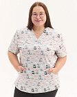 Медицинская рубашка женская Топаз принт Cats NEW +SIZE