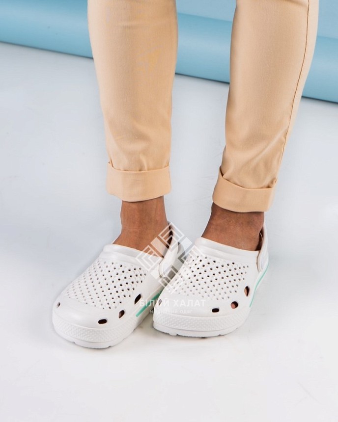 Обувь медицинская унисекс Coqui Lindo белый (мятная полоска) 4