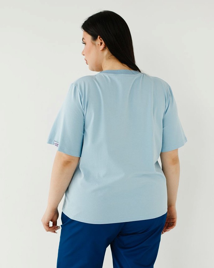 Медична базова футболка жіноча блакитна 4