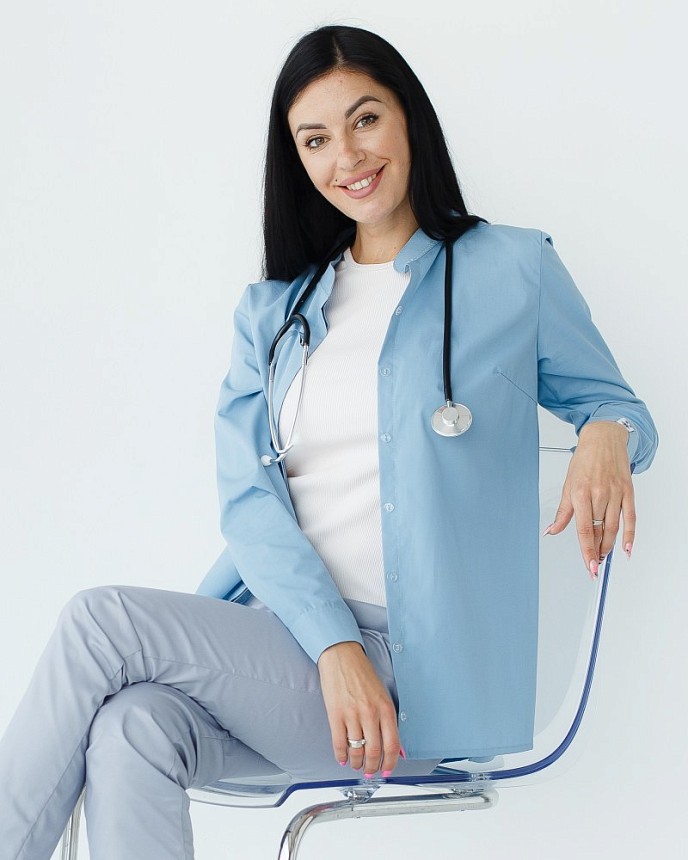 Медична сорочка жіноча Стефанія сіро-блакитна 4